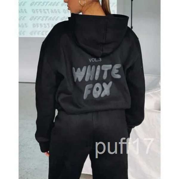 Beyaz Fox Hoodie Trailsuit Set Giyim Seti Kadınlar Bahar Sonbahar Kış Yeni Hoodie Seti Şık Sportif Uzun Kollu Külot Kapşonlu J4 0JX