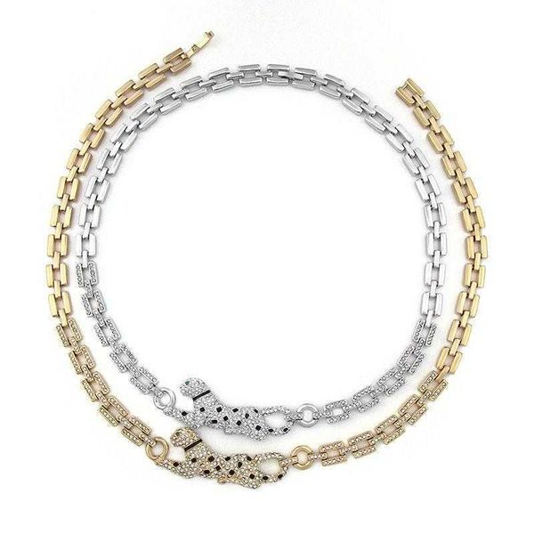 Acessórios de moda europeus e americanos K18 ouro diamante leopardo cristal pingente colar e pulseira, personalizado e versátil para homens e mulheres