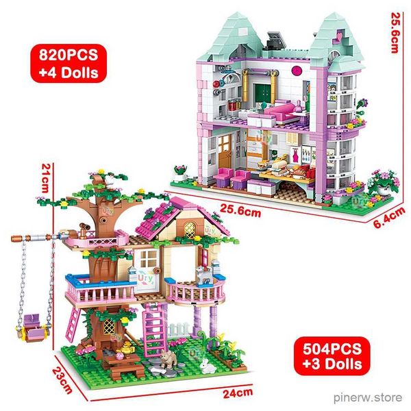 Blocchi Amici Città Casa sull'albero Vacanze estive Villa Castello Blocchi da costruzione Set Figure Giardino Giocattoli fai da te per bambini Ragazza Regalo di compleanno