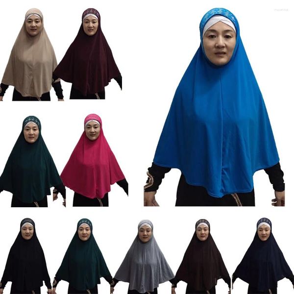 Roupas étnicas Mulheres Muçulmanas Longo Hijab Xale Envoltório Islâmico Uma Peça Amira Khimar Burqa Capa de Peito Grande Cachecol Puxar Oração Hijabs Cap