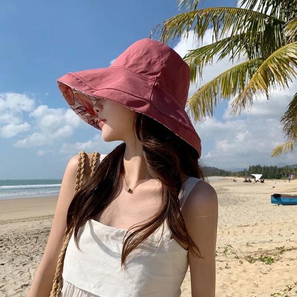 Haarspangen Koreanischer Sommer doppelseitiger Sonnenschutzhut mit großer Krempe und UV-beständig für modische Kopfbedeckungen für Damen