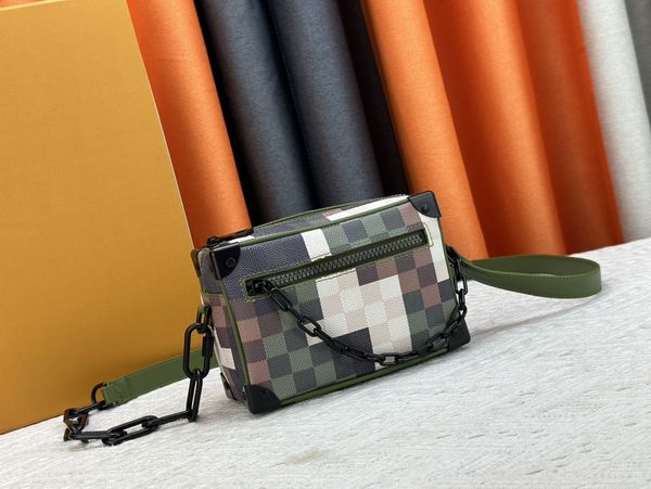 Mini Soft Trunk 24 S/S Designer Borsa a tracolla da uomo Borsa a tracolla singola in pelle Damoflage di alta qualità in tela Pixel Pattern Borsa a tracolla singola Decorazione a catena M24581 M44480