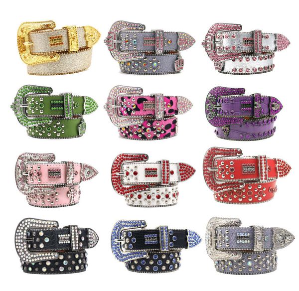 Cintos Bling Studded Cristal Moda Diamante BB Simon Casual Mulher Designer de Couro para Homem Senhora Cintos Mens Largura 3.8cm Rock Luxurys Strass Fivela Punk Cintos