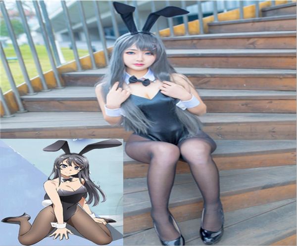 Bom rascal não sonha com coelho menina senpai mai sakurajima japonês couro pu maiô de uma peça fantasia cosplay 5800254