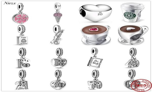 Nuovo originale Buon compleanno festa Pav Caffè ghiacciato Libro di famiglia Perline misura Charms Argento 925 Bracciale Gioielli donna fai da te1657146