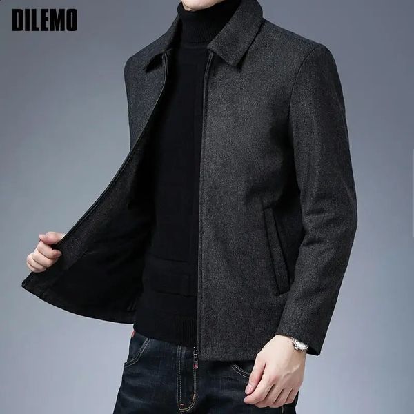 DILEMO Mens Cappotto Roba Giubbotti Marca Casual Moda Risvolto Autunno Inverno Uomo Abbigliamento Moda Solido Classico di alta qualità 240122