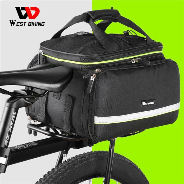 WEST BIKING Wasserdichte Fahrrad-Satteltasche, 20 l, großes Fassungsvermögen, Heck- und Hecktasche, 3-in-1-Kofferraumtasche, Straßen- und Berggepäck, Fahrradtaschen 240119