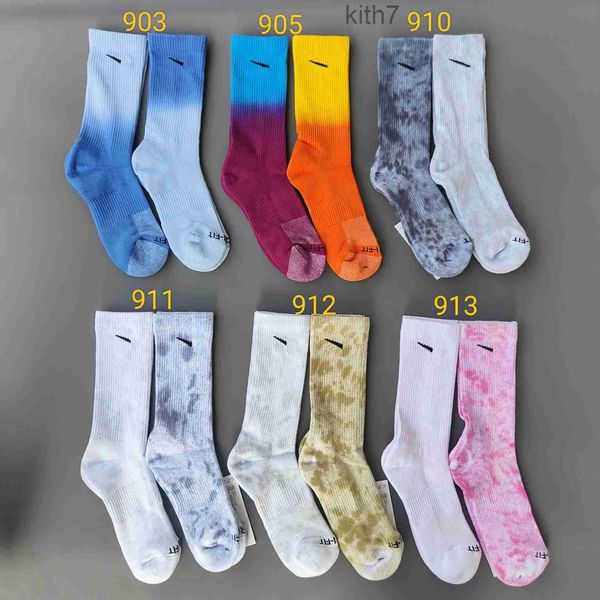 Tech Fleece Tie-dye Mens Meias Designer Colorido Moda Meias All-match Womens Respirável Algodão Futebol Basquete Esportes para Homens FE15