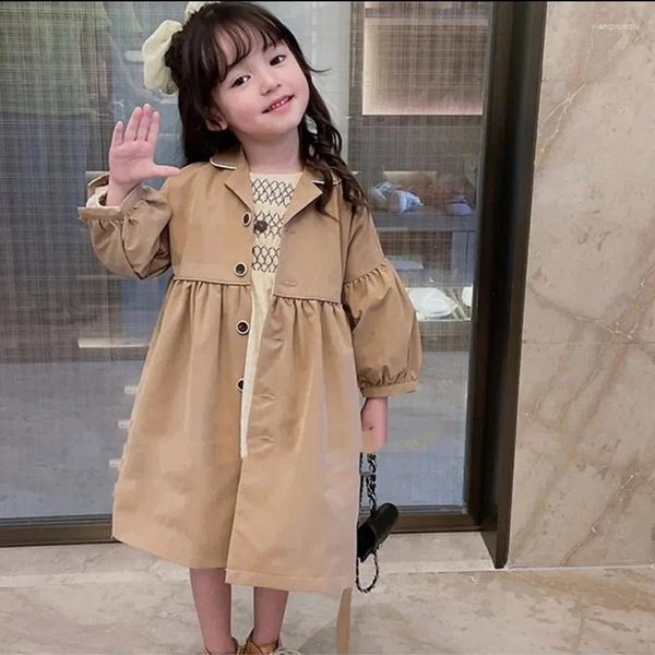Jaquetas Meninas Windbreaker Coreano Top 23 Outono Roupas Infantis 3-8 Anos Jaqueta Longa Meninas Blusa