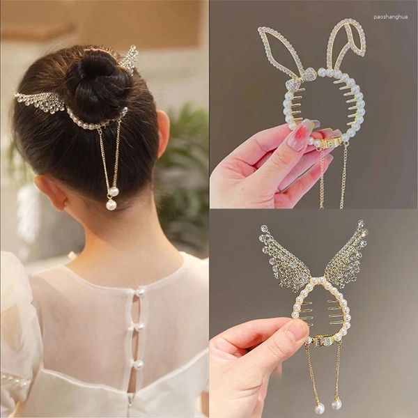 Accessori per capelli Fermagli per nappe con perle Strass Orecchio di lusso Artiglio rotondo per chignon per ragazza Donna Temperamento Designer Fashion