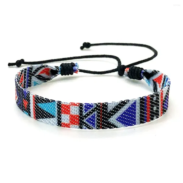 Charme Pulseiras 2 PCS Retro Estilo Étnico Denim Tecido Artesanal Ajustável Padrão Multicolor Mulheres Ie Bangles Festival Jóias Presente