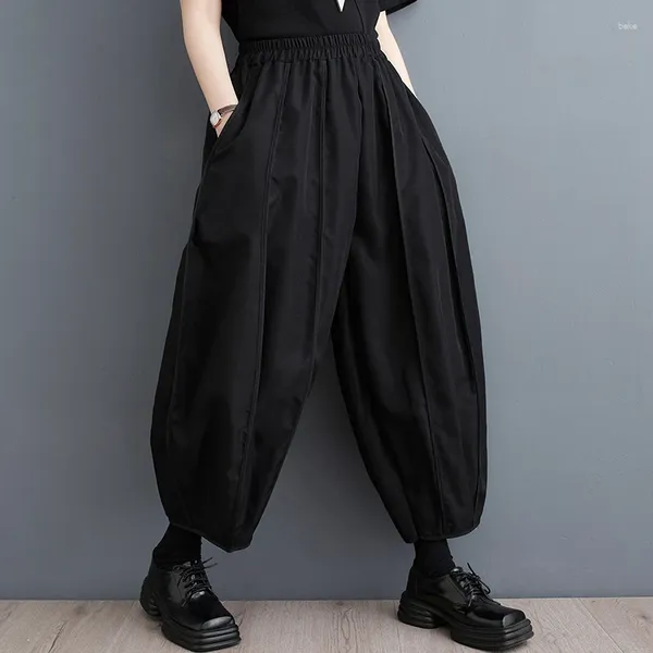 Damenhosen 2024 Ankunft Japanischer Yamamoto-Stil Dunkelschwarz Lose Sommer Harem Hohe Taille Street Fashion Frauen Casual