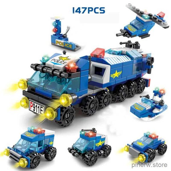 Bloklar 6 arada 1 yapı blokları şehir yangın mühendisliği aracı kamyon arabası mini oyuncak tuğlalar erkek çocuk çocuk uçak tank swat polis modeli