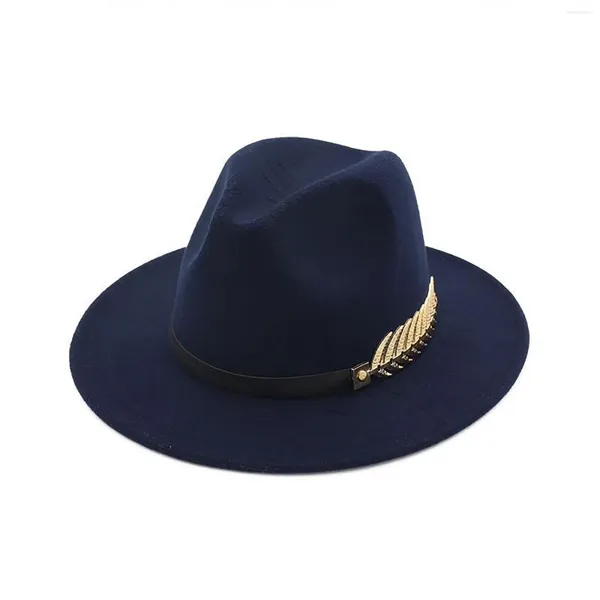 Berretti Cappello Fedora Panama a tesa larga da donna con fibbia per cintura in metallo Cappelli sombrero Confezione da festa Barella vintage Filo quotidiano