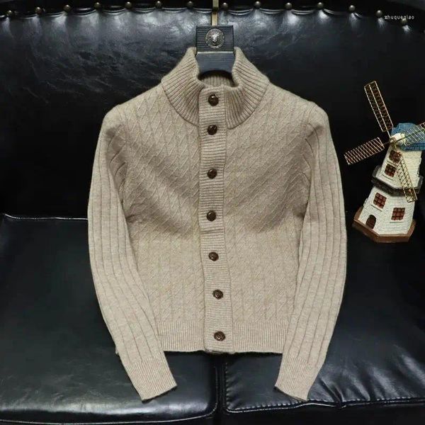 Männer Pullover Mann Kleidung Strickjacke Gestrickte Für Männer Mantel Jacke Plain Schwarz Einfarbig Koreanische 2024 Herbst Japanische Retro Mode wolle