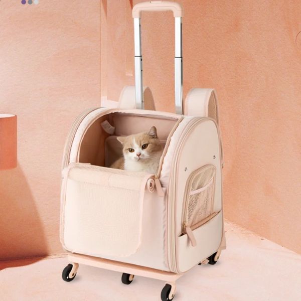 Zaino trolley per animali domestici Borsa da trasporto portatile di lusso per esterni per cani da trasporto caldo per viaggi 240131