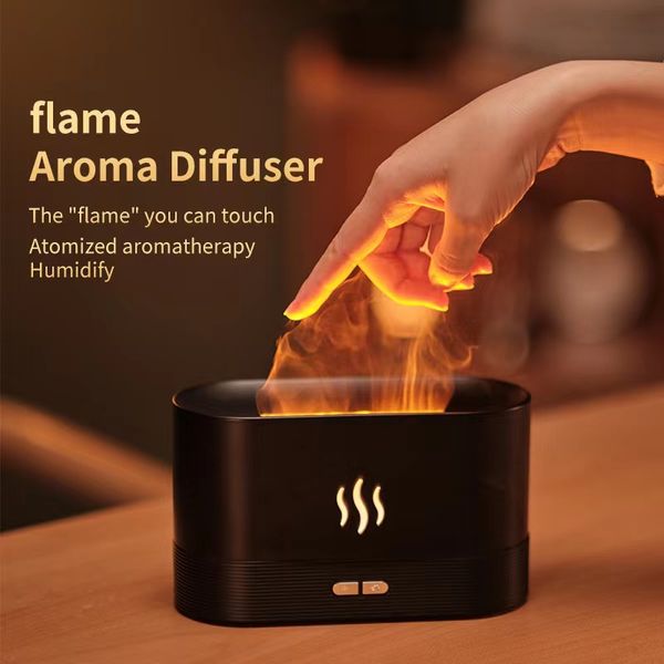 Diffusore di aromi Umidificatore Ad ultrasuoni Nebulizzatore freddo Fogger USB Led Olio essenziale Fiamma Lampada Difusore