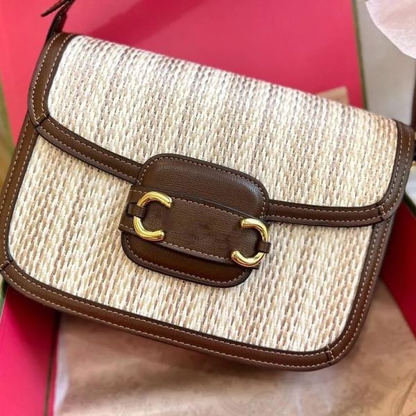 2024 Luxus Stroh Tasche Umhängetaschen Gewebte Handtaschen Klassische Klappe Hobo Strand Tasche Häkeln Leder Mode Marke Dame Großhandel Handtasche geldbörse