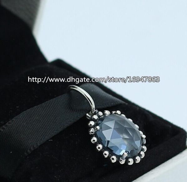 Стерлингового серебра S925, подвесная бусина с полуночной звездой и полуночным синим кристаллом, подходит для европейских ювелирных браслетов, ожерелья, подвески3985239