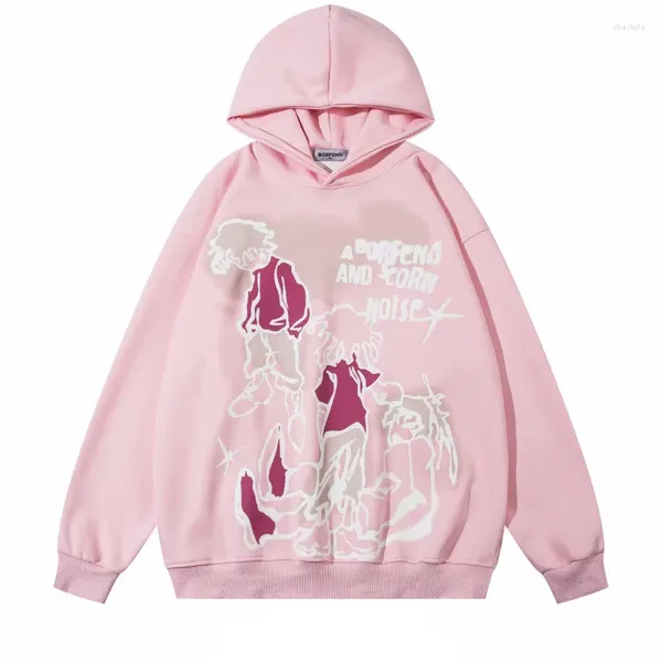 Damen Hoodies Y2K Charakter Muster Gedruckt Mit Kapuze Graffiti Sweatshirt Männer High Street Lose Langarm Sport Hoodie Frühling Herbst Tuch