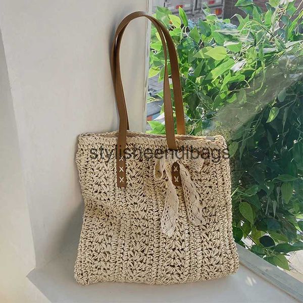 Borse a tracolla Borse a tracolla di grande capacità stile bohemien per le donne Borsa a mano in paglia fatta a mano Borsa da viaggio Shopping Pack bolsa femininaH24219