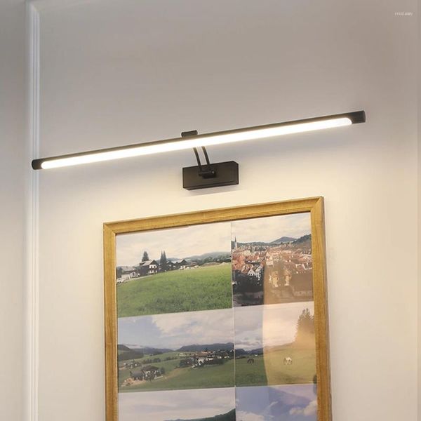 Lâmpada de parede interior moderno 80/100cm LED aplicar luz preta prata banheiro iluminação montada imagem arandela