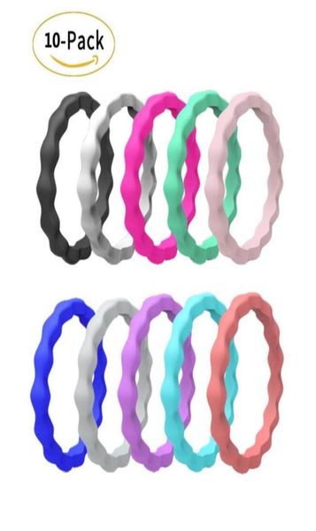 10 упаковок силиконового обручального кольца для женщин Тонкая укладка резиновой полосы