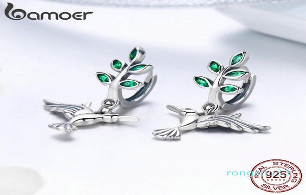 BAMOER 100 echte 925 Sterling Silber Kolibris Grüße Vogel Ohrstecker für Frauen Mode Ohrringe Schmuck5406955