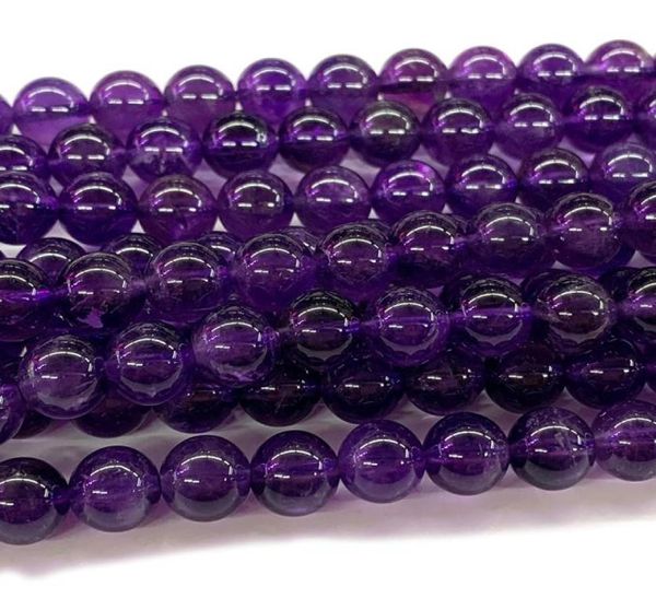 Круглые каменные бусины из цельного натурального аметиста, фиолетовые кристаллы, 318 мм, подходят для ювелирных изделий, ожерелий или браслетов «сделай сам», 155quot, 02612949