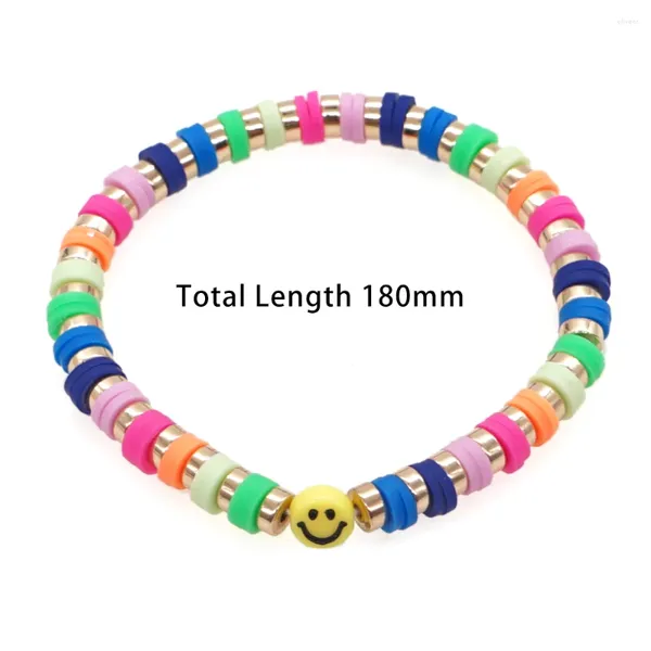 Braccialetti con ciondoli Bracciale in argilla polimerica Perle di vetro Conchiglia Heishi Smile Cavigliera intrecciata regolabile fatta a mano Impermeabile multicolore Unisex