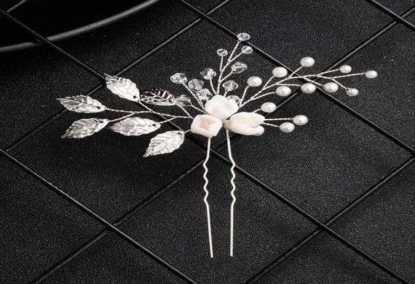 Pesca Prom Sposa Accessori per capelli damigella d'onore Perla Fermaglio per capelli Clip di cristallo di lusso Strass Forcine per capelli Bastoni per le donne JCF017960069