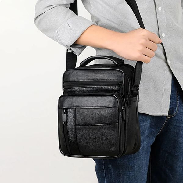 Casual herren Business Echtes Leder Mini Umhängetasche Kuh haut Kleine Männer Einzelnen Schulter Messenger Taschen Hohe Qualität 240126