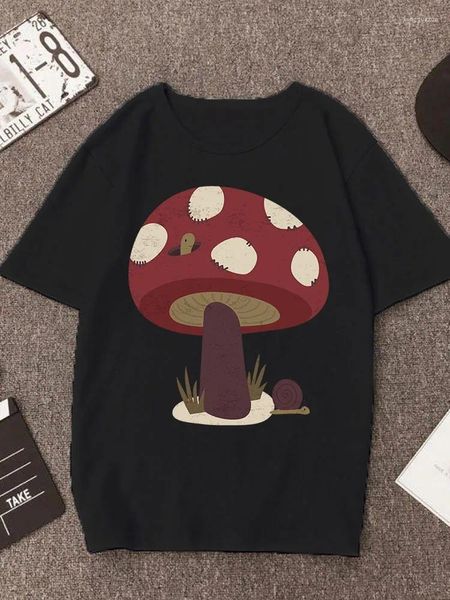 Damen T-Shirts Kleidung Mode T-Shirt Top Shirt Lady Mushroom Schönes schwarzes T-Shirt Sommer weiblich Kurzarm Casual Graphic Damen T-Shirts