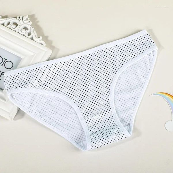 Calcinha feminina 2024 roupa interior polka-dot cor sólida japonês respirável lingerie confortável para senhoras