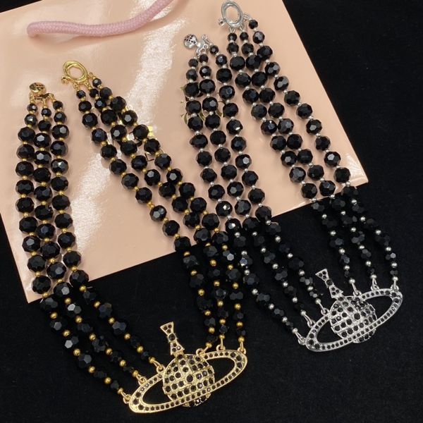 Schwarze Perlenperlen Halsketten für Frau Diamant Halskette Luxus Designer Halskette Geschenkkette Schmuckversorgung
