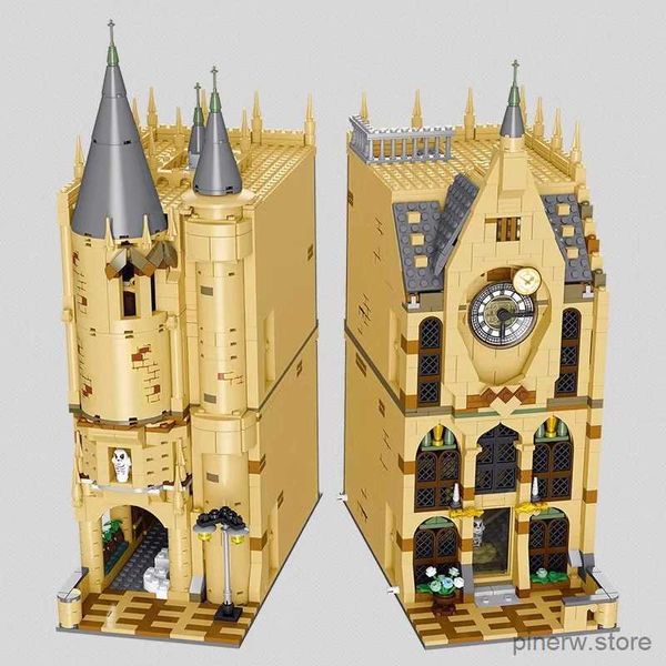 Bloklar Yaratıcı 2in1 Hogwarts Kale Magic College Bina Blokları Belfry Mimarlık Çan Kulesi Tuğla Oyuncaklar Çocuklar İçin Hediye Çocuk Çocuk