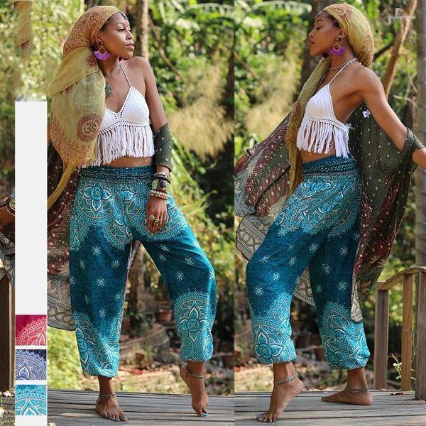 Abbigliamento etnico Moda 2024 Donne Tailandia Stampa Yoga Fitness Danza Costume Bohemian Bloomers Femme Pantaloni larghi Harem a gamba larga