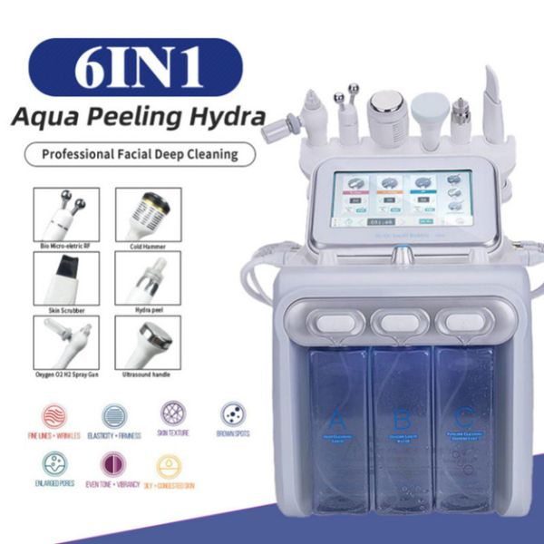 Equipamento de beleza 6 em 1 Hydro Facial Machine Rf Skin Rejuvenaiton Microdermabrasion Hydro Dermabrasion Bio Lfting Remoção de rugas Hydrafacia455