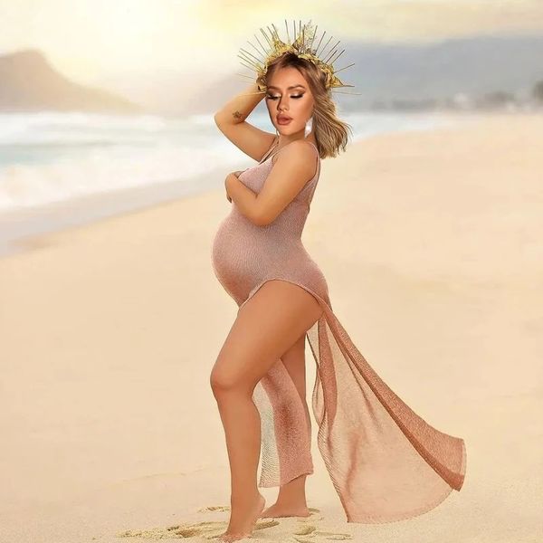 Sexy maiô feminino cover ups casual ver através de vestidos maxi transparentes para roupa de banho para maternidade chá de bebê sessão de fotos