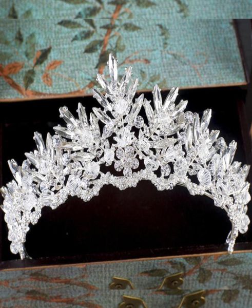 Peri ışıltılı berrak kristal gelin taç tiara düğün balo parti kafa bandı çelenk başlıklar etkinlik rhinestone saç aksesuarı1489716