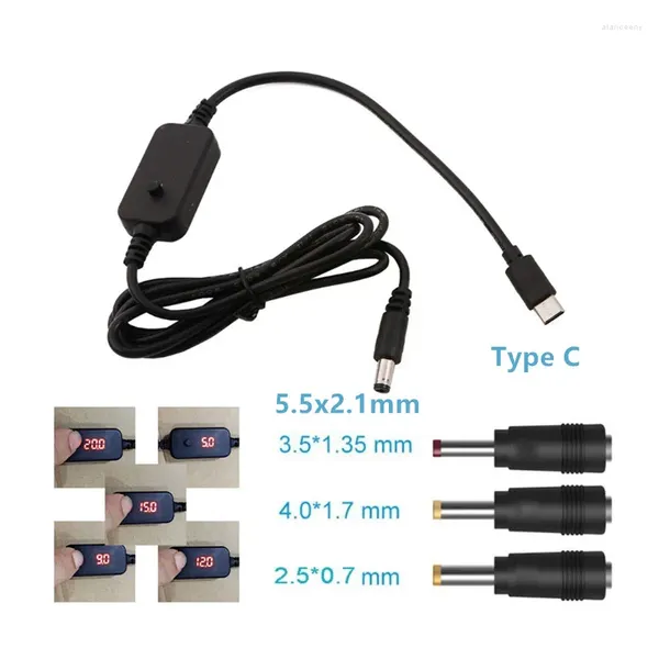 Tipo para 5V 9V 12V 20V 5,5x2,1mm 2,5mm/3,5mm/4,0mm Tensões ajustáveis Volt Led Display Step Up Cabo de alimentação