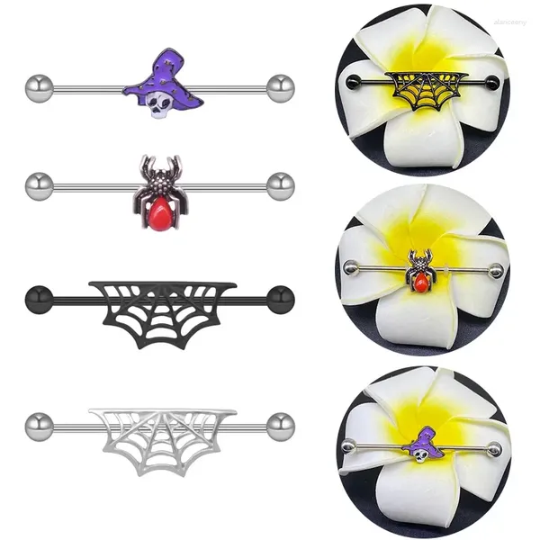 Hengsteohrringe Spinnenohrohrstecker Industrielle Piercings Edelstahl Halloween Geschenk Web Ohrhörer Körperpunktion Schmuck Schmuck