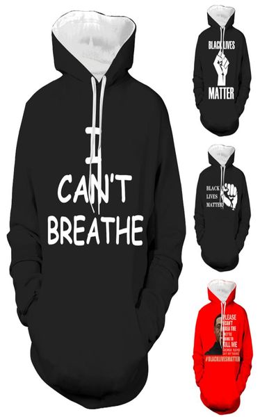 9 Stile 3D-gedruckte Buchstaben-Hoodies I can039t Breathe Lässiger Herbst-Langarm-Hoodie Black Lives Matter Männer Frauen Sweatshirt JJ6158377