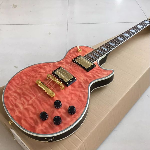 E-Gitarre G CUSTOM Transparent Water Ripple Red Mahagoni Korpus Palisander Griffbrett Unterstützung Anpassung Freeshipping