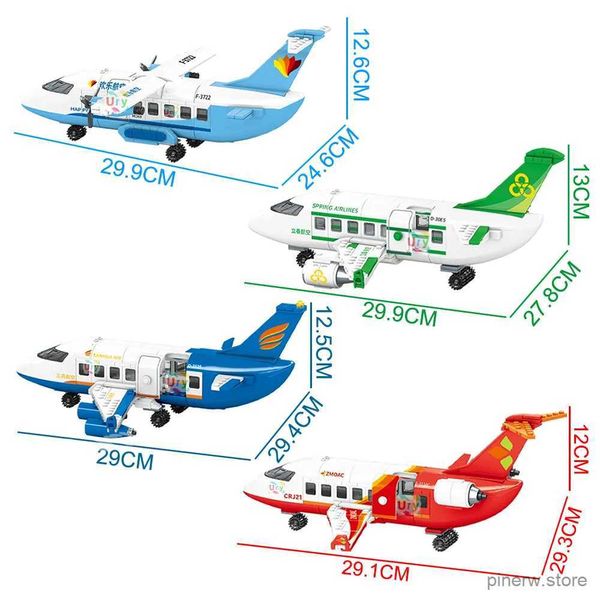 Blocos de carga da cidade verde vermelho azul aeronaves crj21 avião passageiros conjuntos ônibus aeroporto avião blocos de construção brinquedos para crianças presente