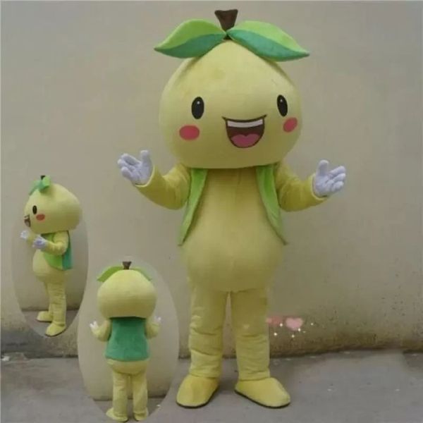 Costume della mascotte della pera di Halloween Cartone animato di alta qualità Frutta Peluche Personaggio a tema Anime Formato adulto Festa di compleanno di Carnevale di Natale 284R