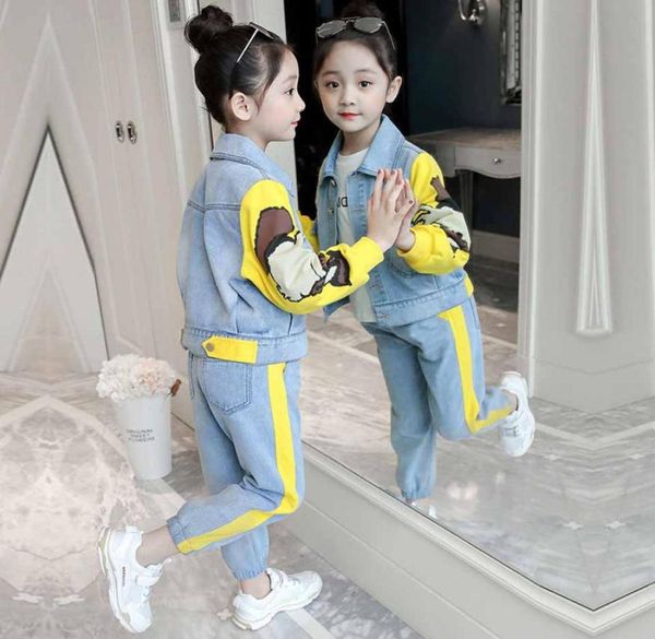 Mädchen Kleidung Sets 2019 Kinder Mode Aktive Jacken Mantel Und Jeans Hosen Set Kinder Kleidung Herbst Sport Anzug Trainingsanzug6631038