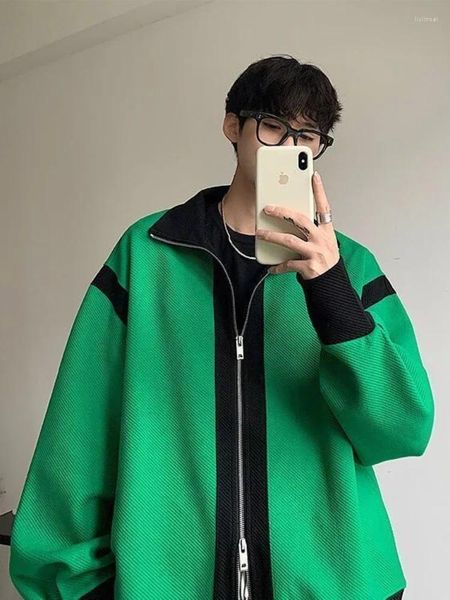 Maglioni da uomo 2024 lavorato a maglia per uomo Giacca estetica Abbigliamento uomo Cardigan Cappotto Zip-up Cerniera Colletto Verde Maglieria Cotone Modalità collo