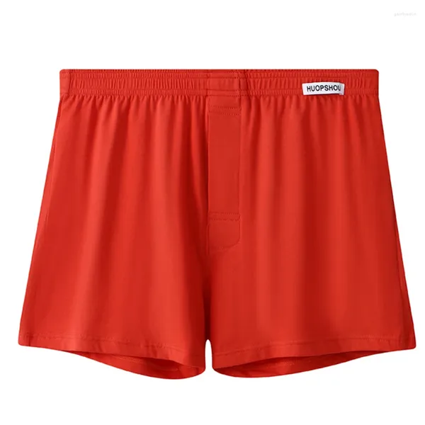 Cuecas masculinas boxer briefs algodão macio sem costura grande tamanho roupa interior bolsa shorts troncos elasticidade solta sleepwear sólido