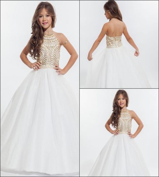 RACHEL ALLAN 2020 Vestidos de concurso para meninas com strass dourado halter tule até o chão vestido de baile vestidos floridos para meninas vestidos de baile 6292943